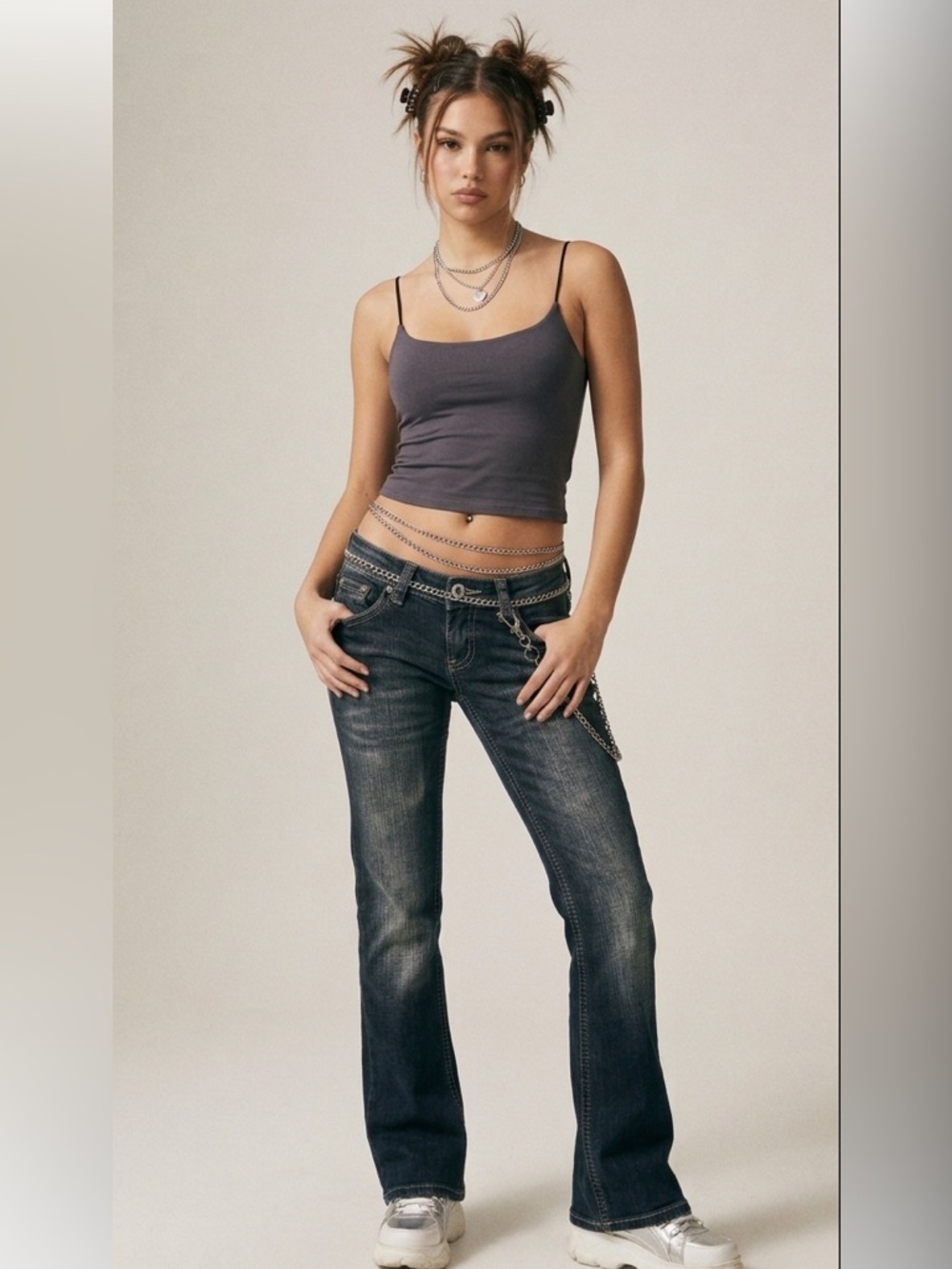 Vintage Garage Dark Blue Slim Flare Jeans
